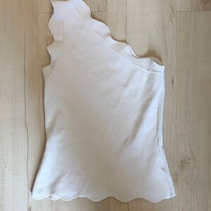 Bailey 44 Cream Asymmetrical Ruffle Top